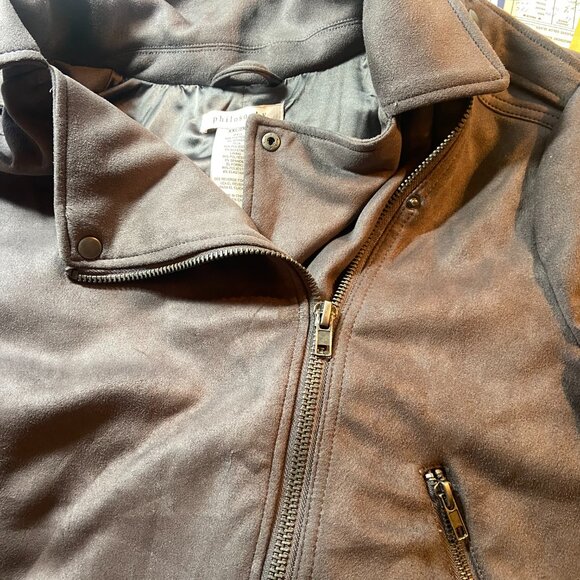 NWT PHILOSOPHY XXL/2XG NICE FAUX SUEDE MOTO GREY ZIPPERED JACKET - Picture 6 of 7